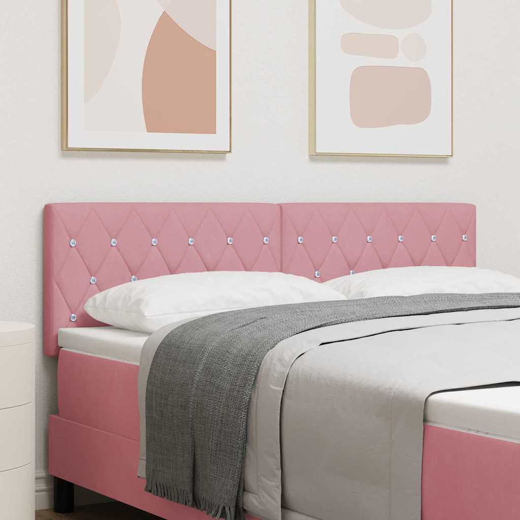 LED ágytámla LED szalagokkal Rózsaszín 160 cm Bársony