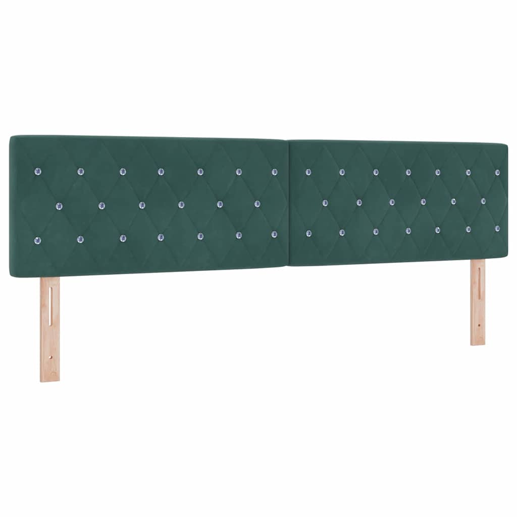 LED ágytámla LED szalagokkal Sötétzöld 180 cm Bársony