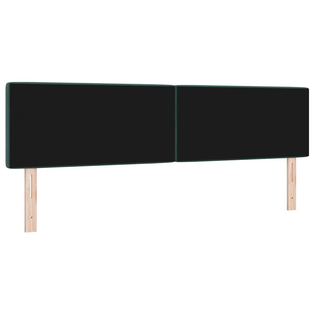 LED ágytámla LED szalagokkal Sötétzöld 180 cm Bársony