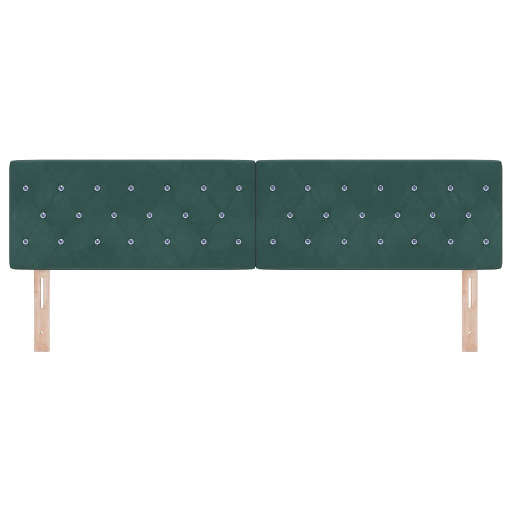 LED ágytámla LED szalagokkal Sötétzöld 180 cm Bársony