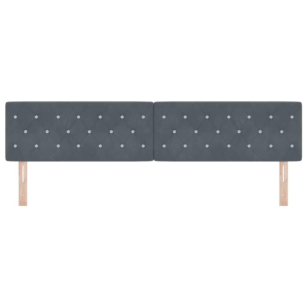 LED ágytámla LED szalagokkal Sötétszürke 200 cm Bársony