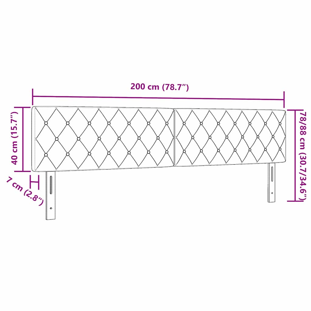 LED ágytámla LED szalagokkal Sötétszürke 200 cm Bársony