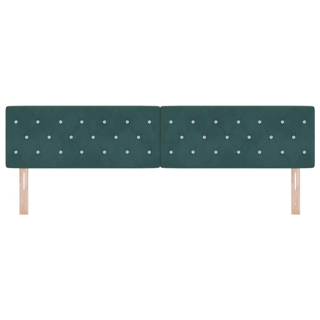 LED ágytámla LED szalagokkal Sötétzöld 200 cm Bársony