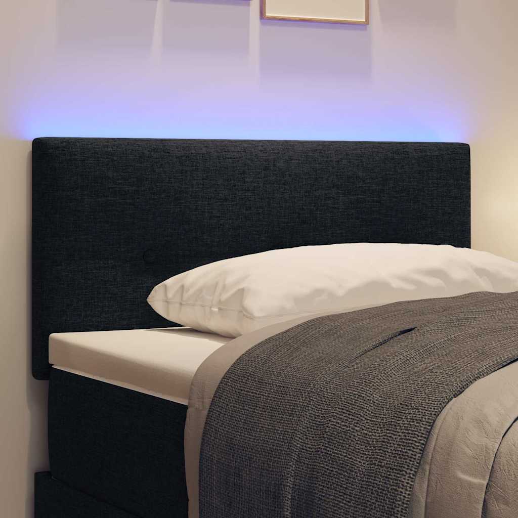 LED ágytámla LED szalagokkal fejtámlával Fekete 80 cm szövet