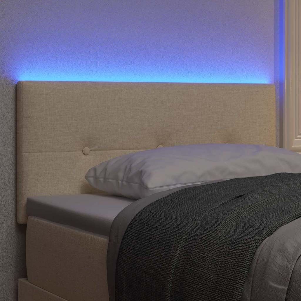 LED ágytámla LED szalagokkal fejtámlával Krém 80 cm szövet