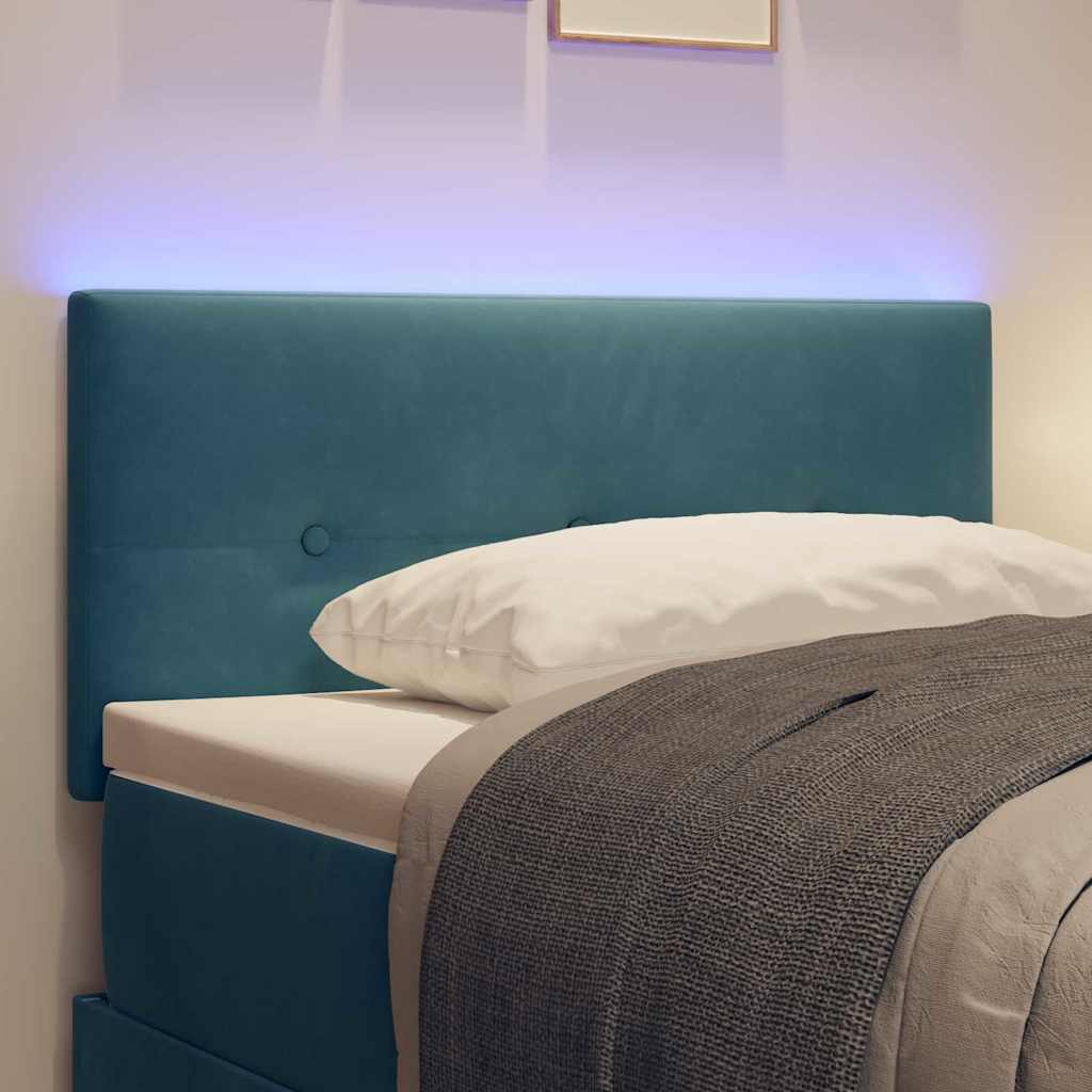 LED ágytámla LED szalagokkal Kék 80 cm Bársony