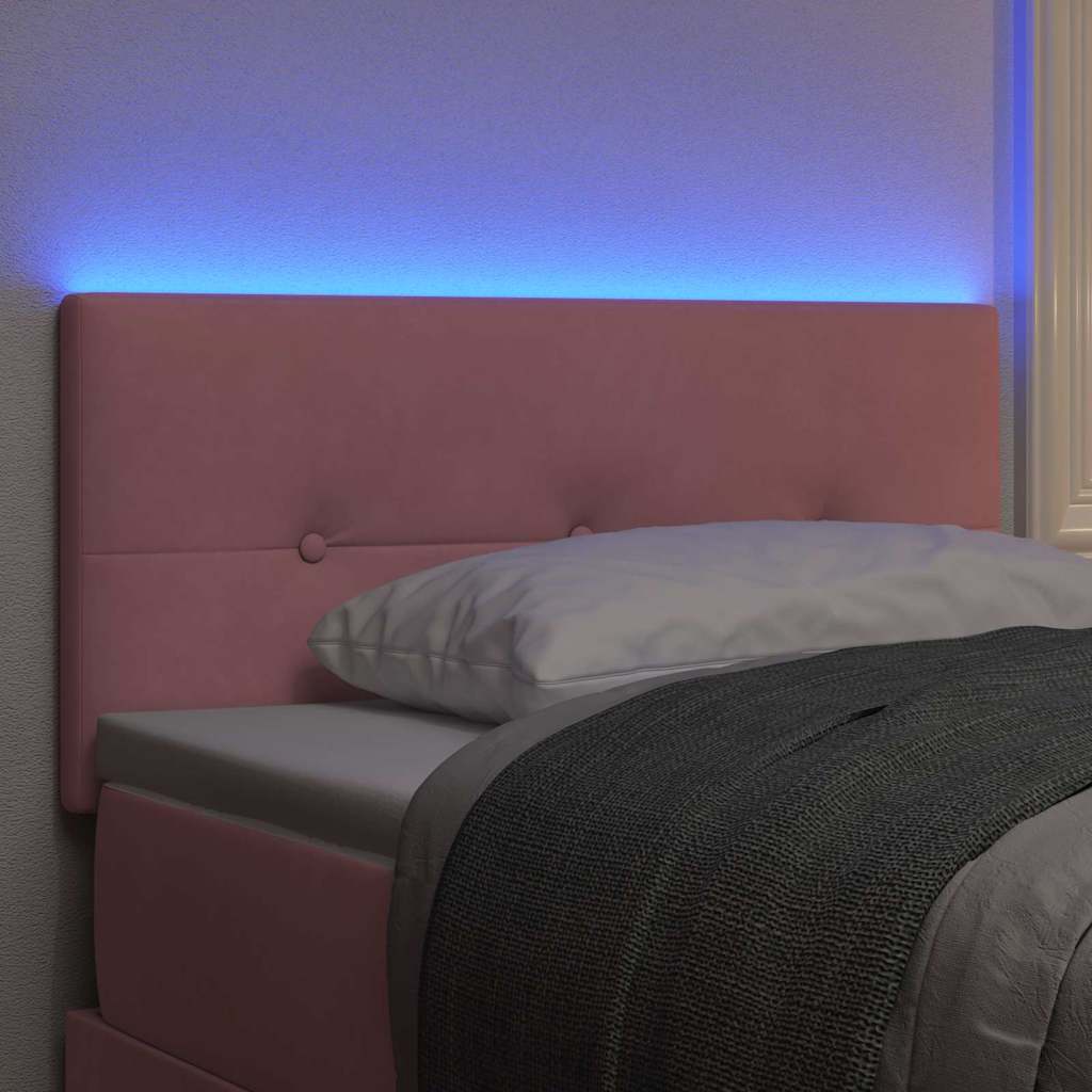 LED ágytámla LED szalagokkal Rózsaszín 80 cm Bársony