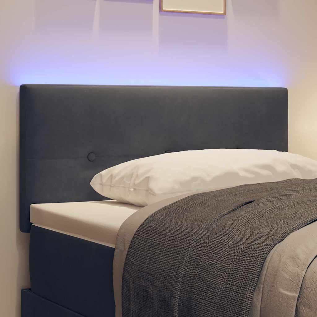 LED ágytámla LED szalagokkal Szürke 90 cm Bársony