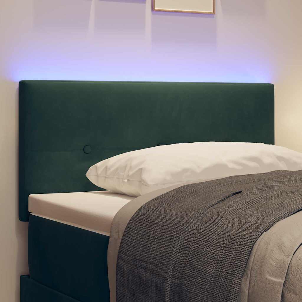 LED ágytámla LED szalagokkal Zöld 90 cm Bársony