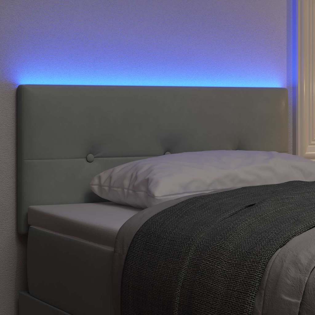 LED ágytámla LED szalagokkal Világosszürke 100 cm Bársony