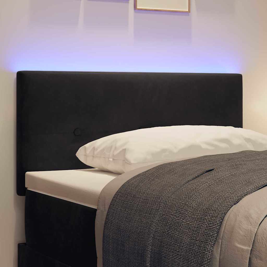 LED ágytámla LED szalagokkal Fekete 100 cm Bársony