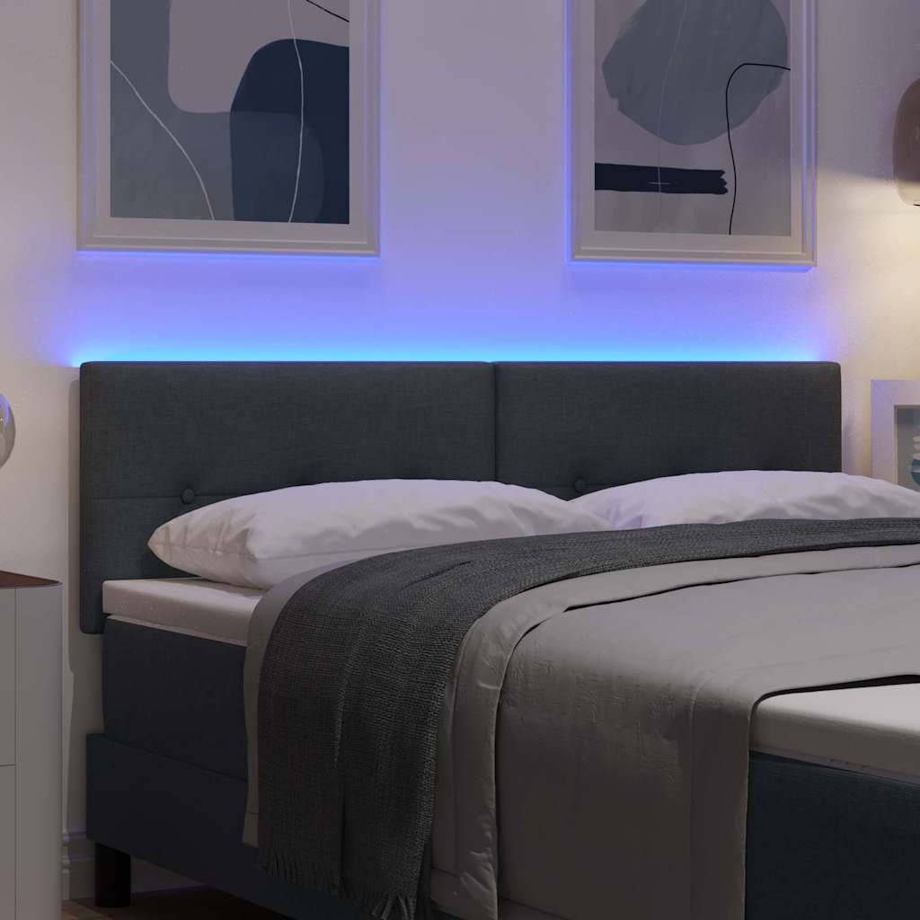 LED ágytámla LED szalagokkal Sötétszürke 144 cm szövet