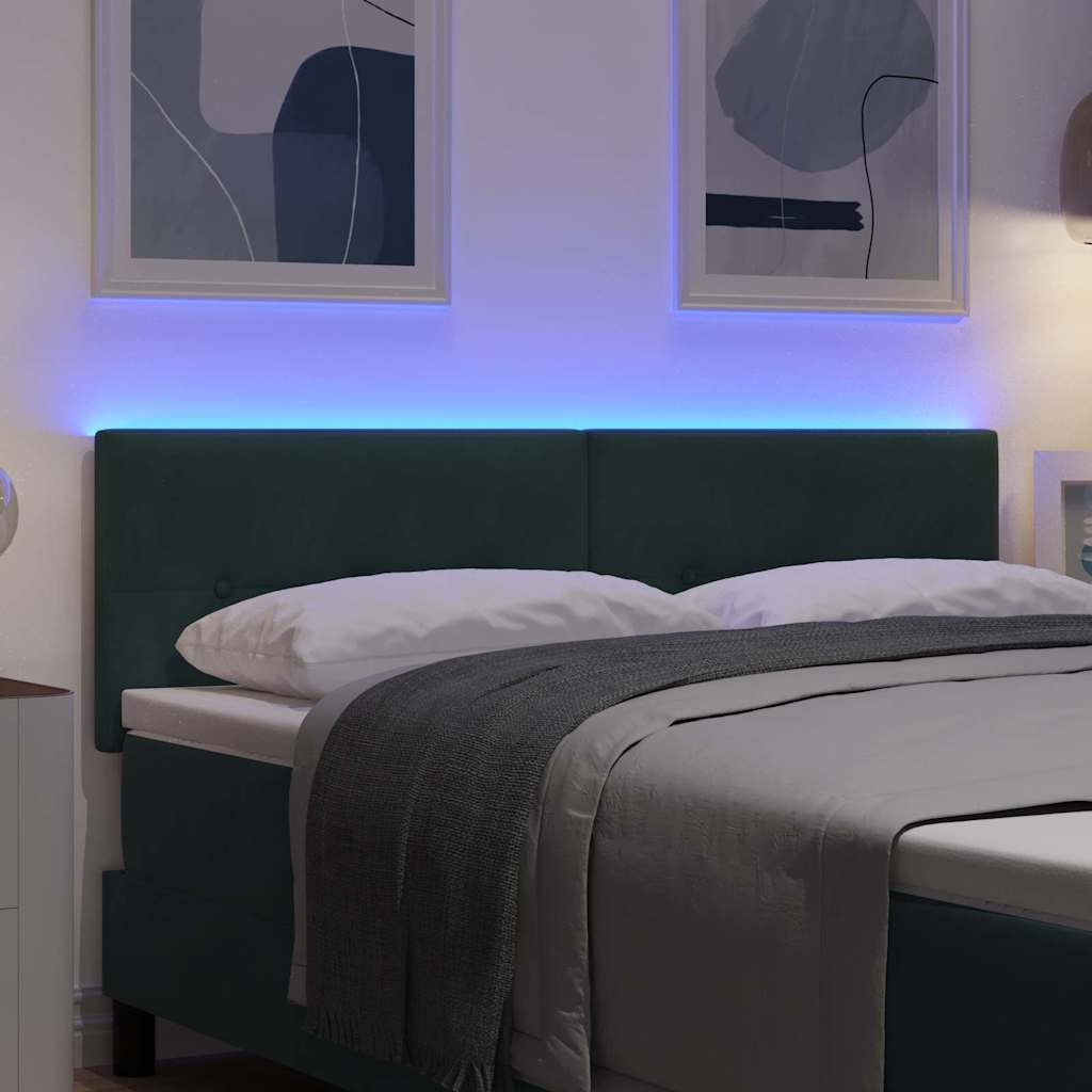 LED ágytámla LED szalagokkal Zöld 160 cm Bársony