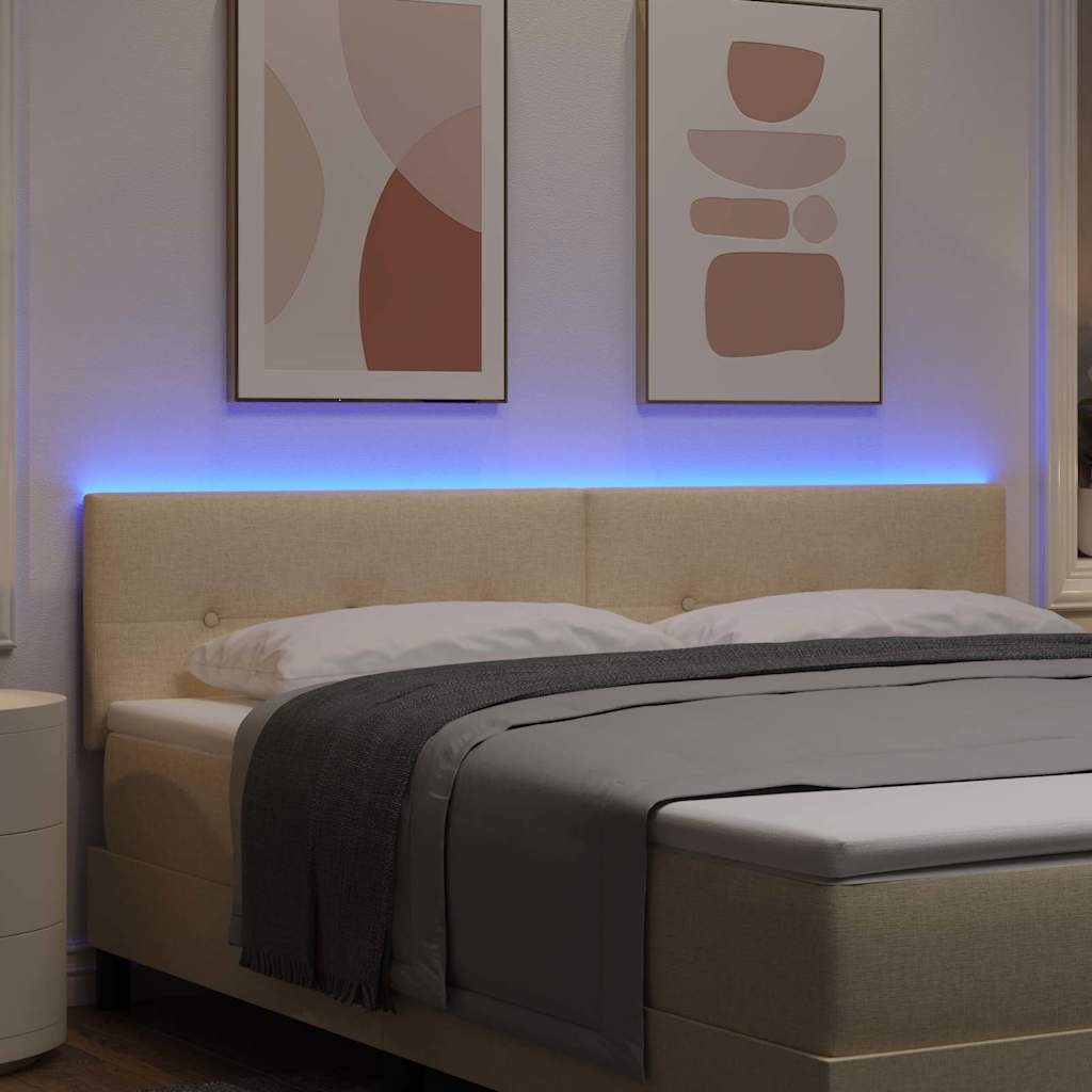 LED ágytámla LED szalagokkal fejtámlával Krém 180 cm szövet