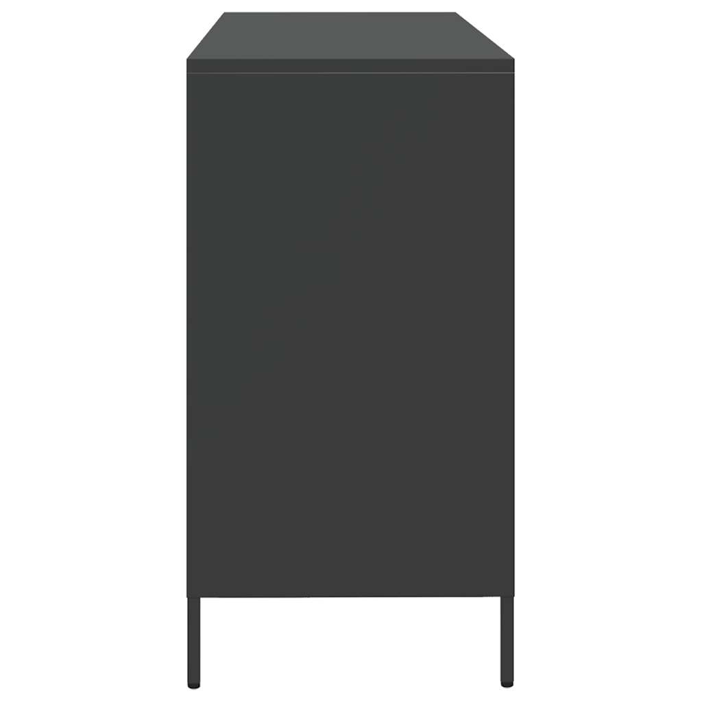 fekete hidegen hengerelt acél tálalószekrény 135x39x73,5 cm