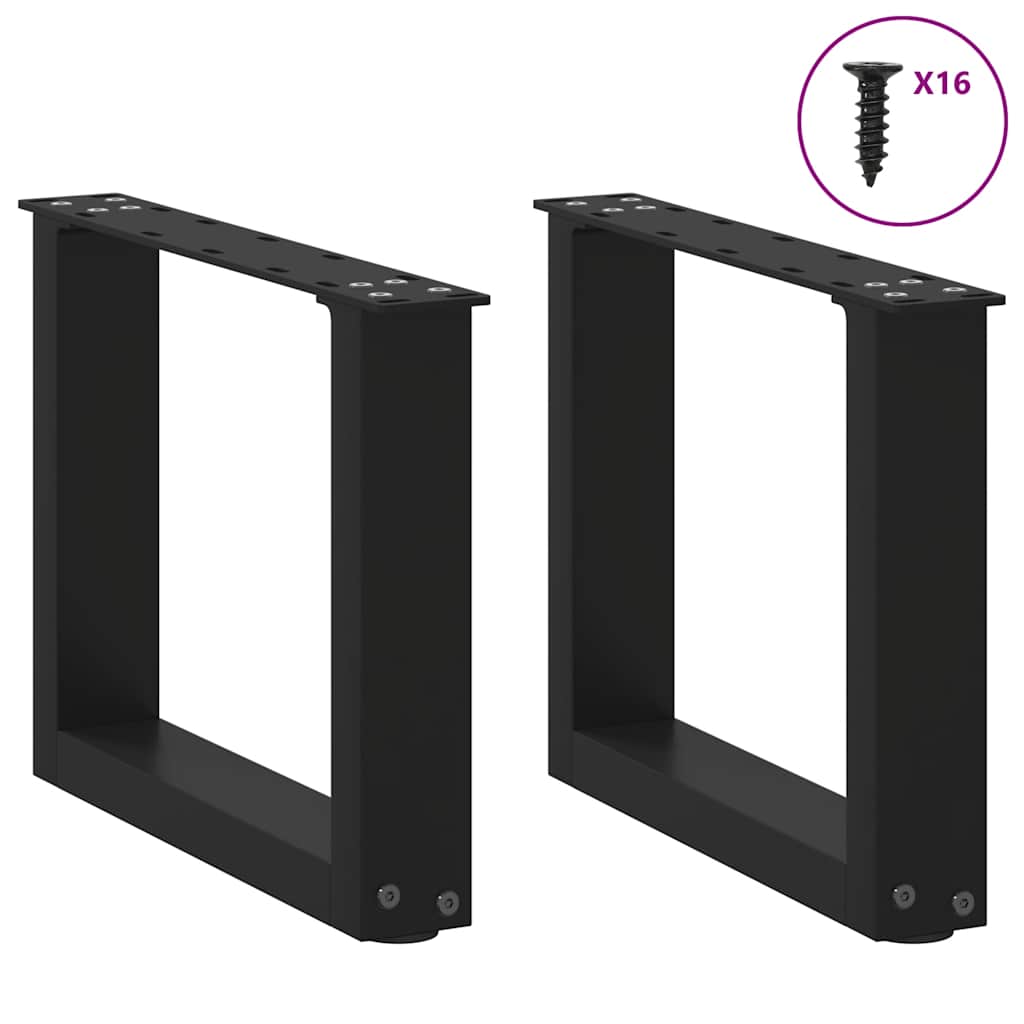 2 db U alakú fekete acél dohányzóasztal láb 30x(30-31) cm