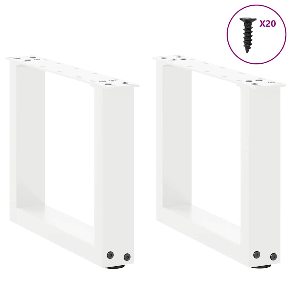 2 db U alakú dohányzóasztal láb fehér 40 x (30-31) cm acél