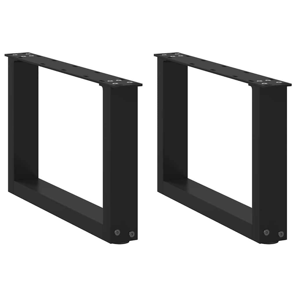 2 db fekete, U alakú acél dohányzóasztal láb 50 x (30-31) cm