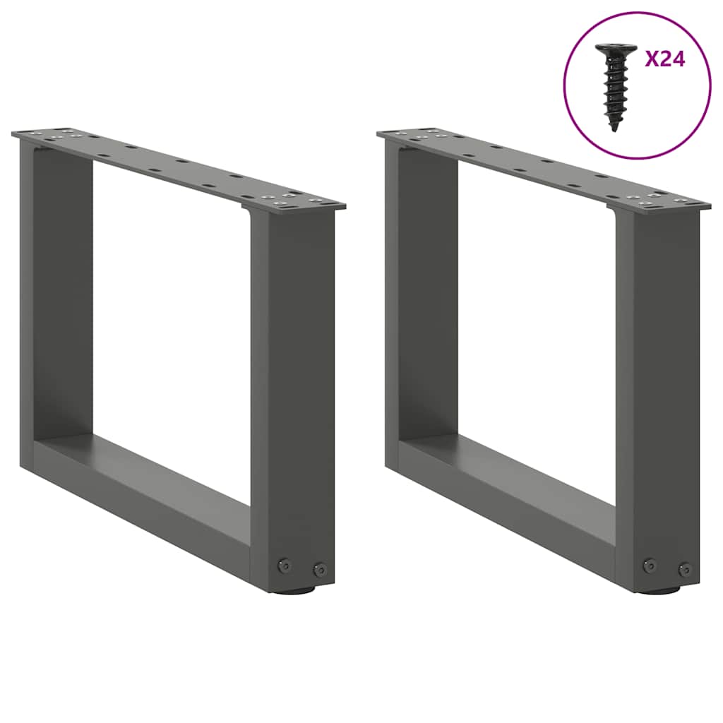2 db antracitszürke U-alakú acél dohányzóasztal láb 50x(30-31) cm