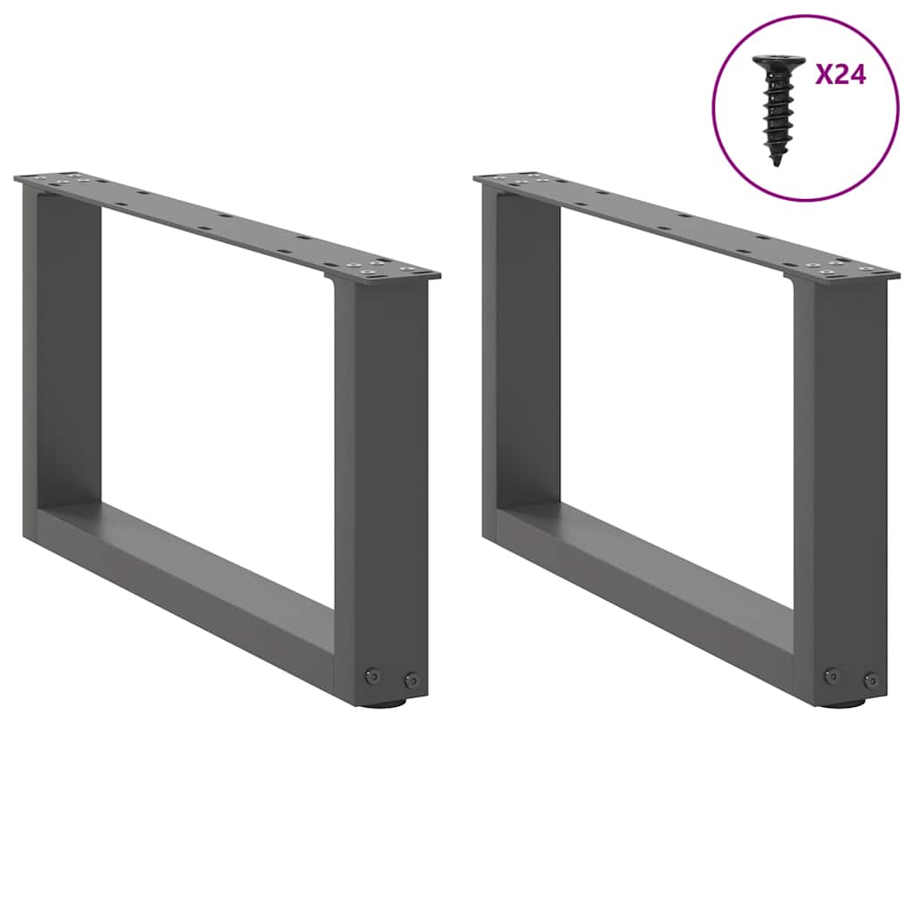 2 db antracitszürke, U alakú acél dohányzóasztal láb 60 x (30-31) cm
