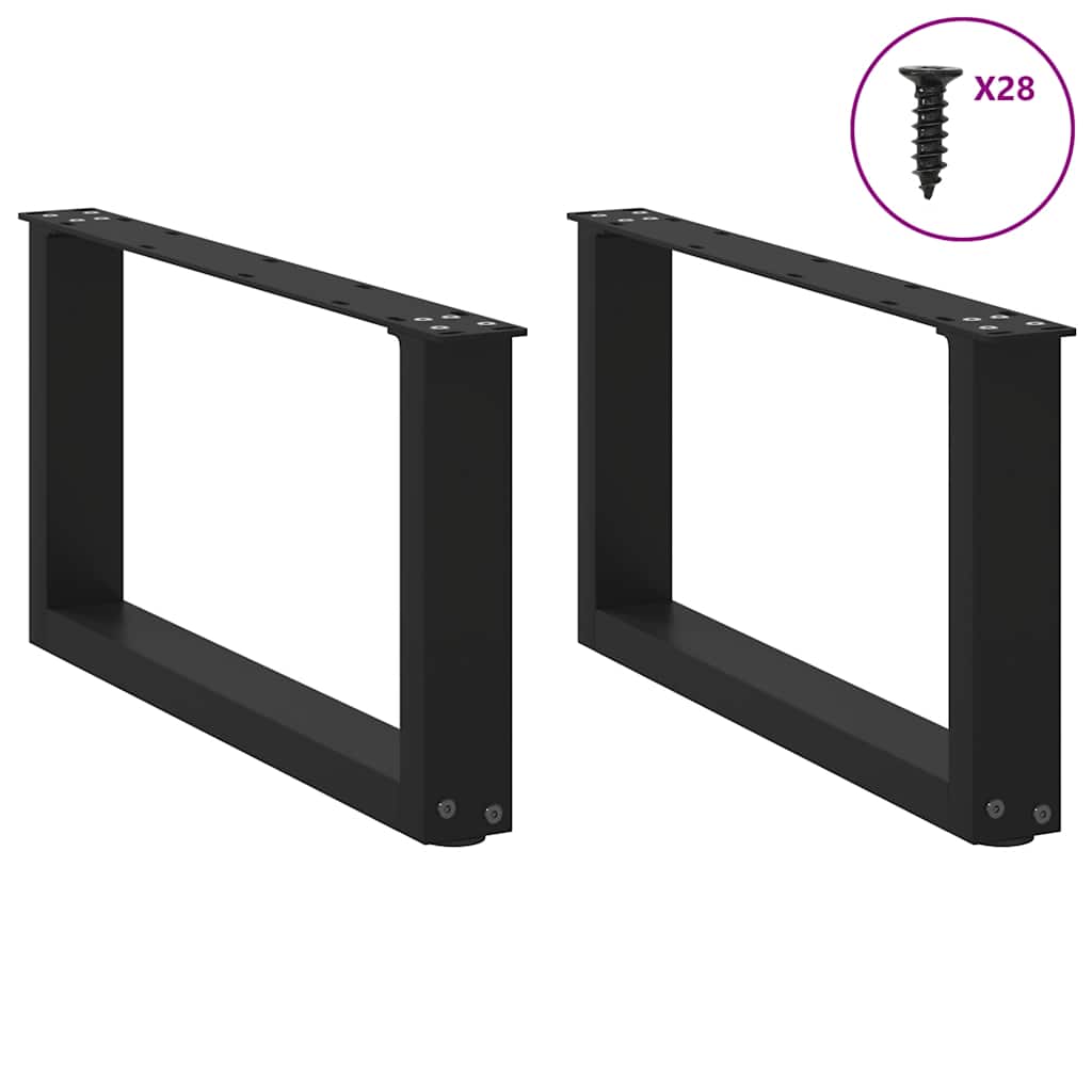 2 db U alakú dohányzóasztal láb fekete 70 x (30-31) cm acél dohányzóasztal láb