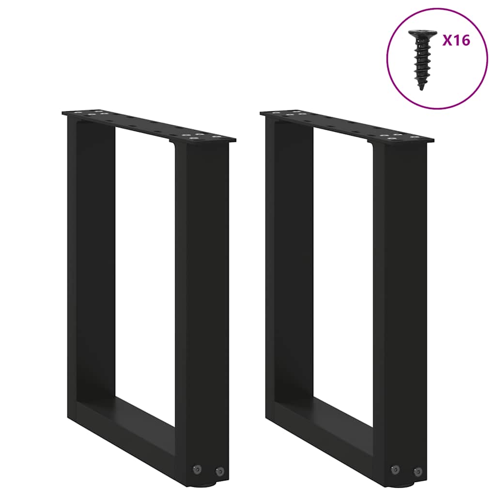 2 db U alakú dohányzóasztal láb fekete 28 x (42-43) cm acél dohányzóasztal láb