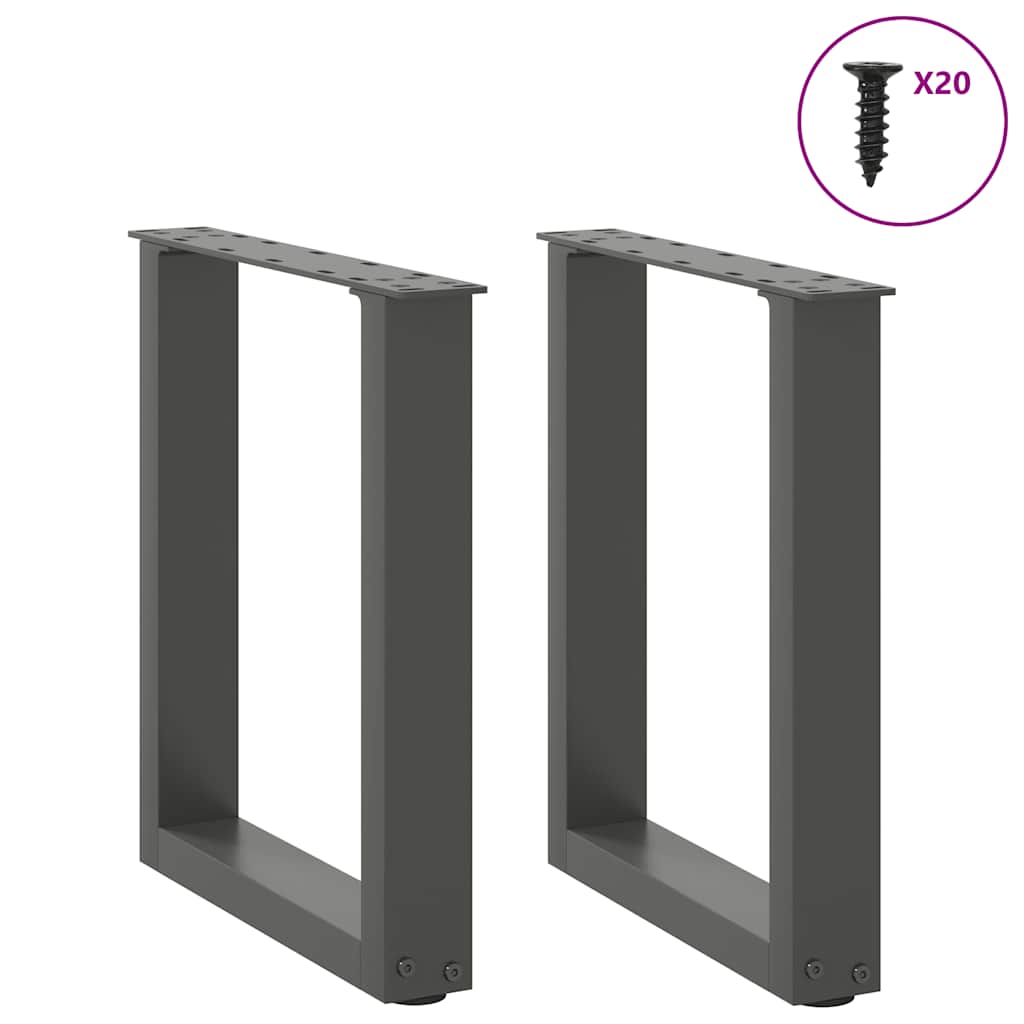 2 db antracitszürke U-alakú acél dohányzóasztal láb 38x(42-43) cm