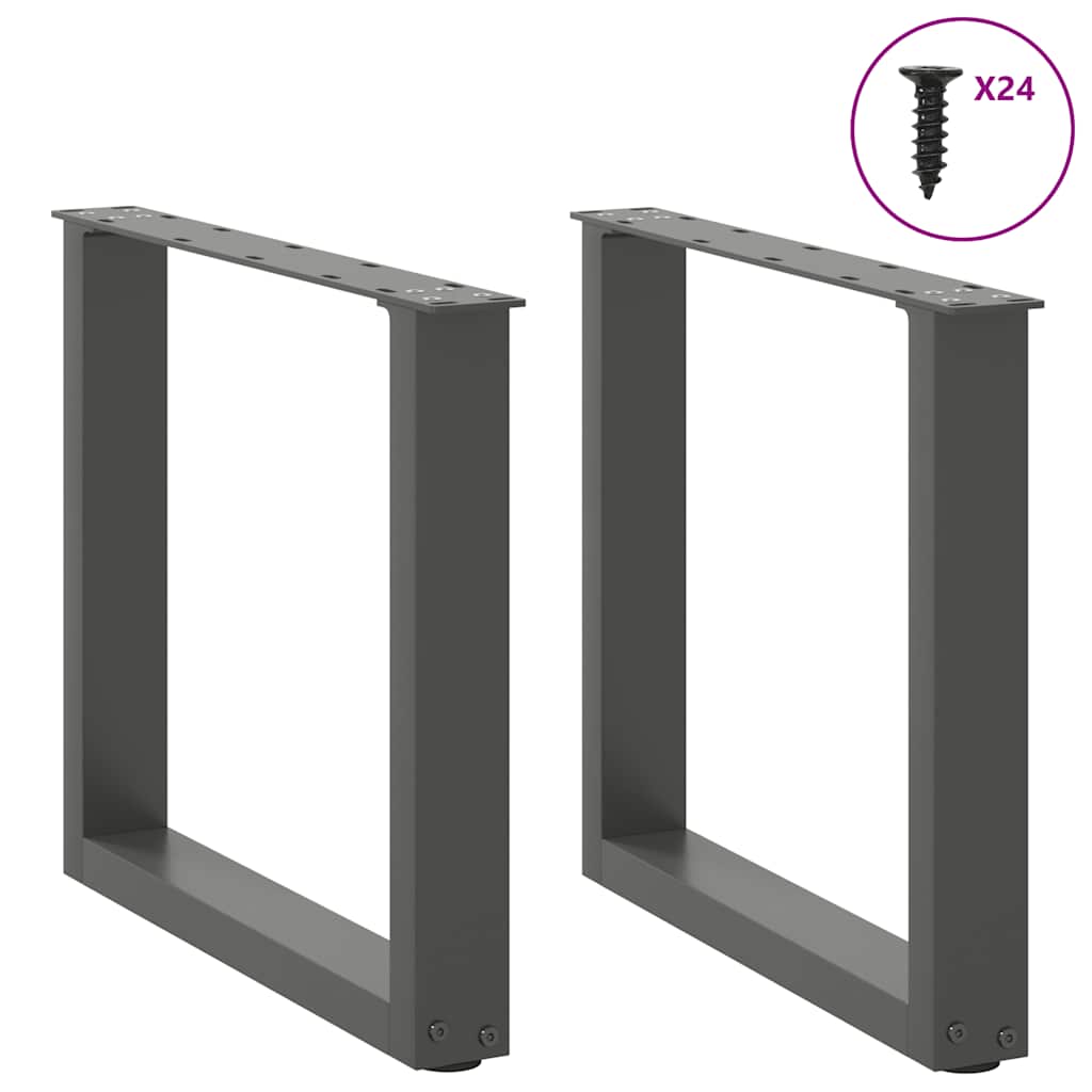 2 db antracitszürke, U alakú acél dohányzóasztal láb 50 x (42-43) cm