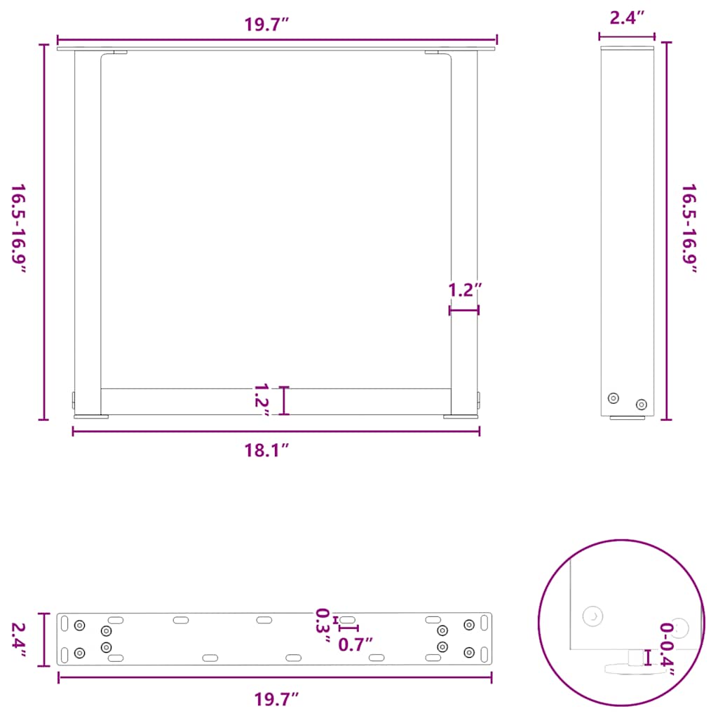 2 db U alakú natúr acél dohányzóasztal láb 50x(42-43) cm