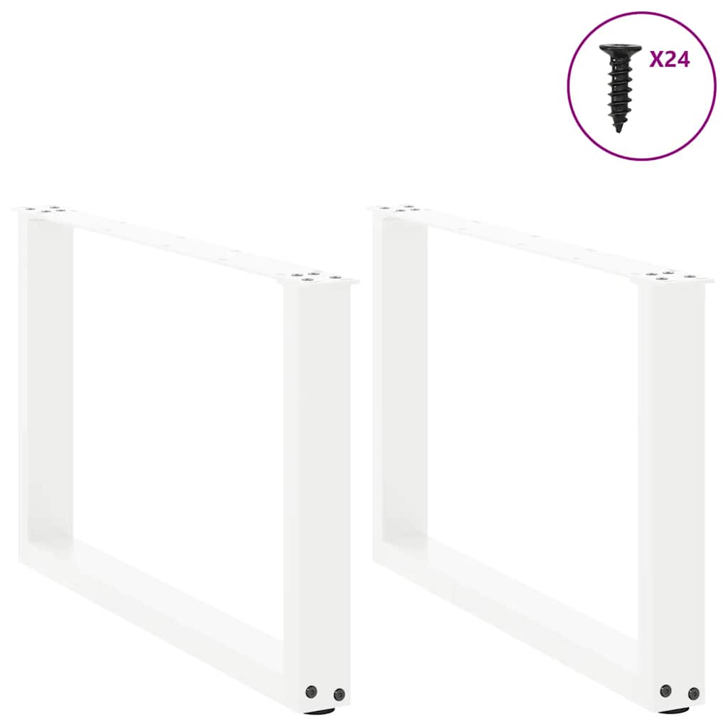 2 db U alakú dohányzóasztal láb fehér 60 x (42-43) cm acél dohányzóasztal láb