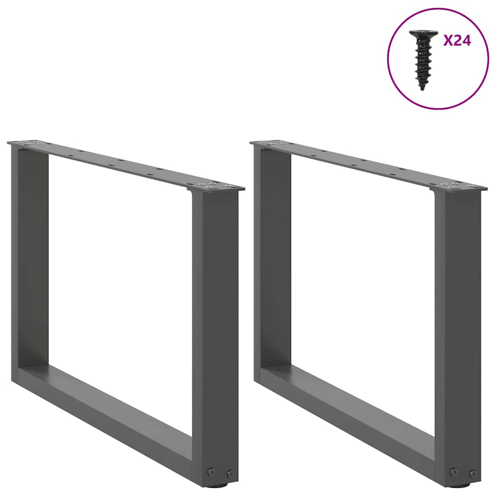 2 db antracitszürke, U alakú acél dohányzóasztal láb 60 x (42-43) cm