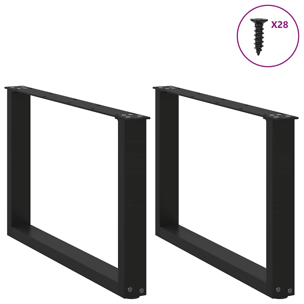 2 db U alakú dohányzóasztal láb fekete 70 x (42-43) cm acél dohányzóasztal láb