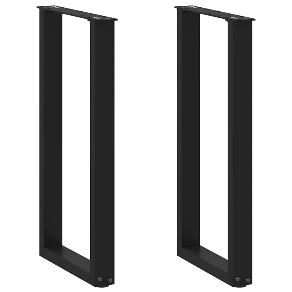 2 db fekete, U alakú acél konzolasztal láb 28 x (72-73) cm