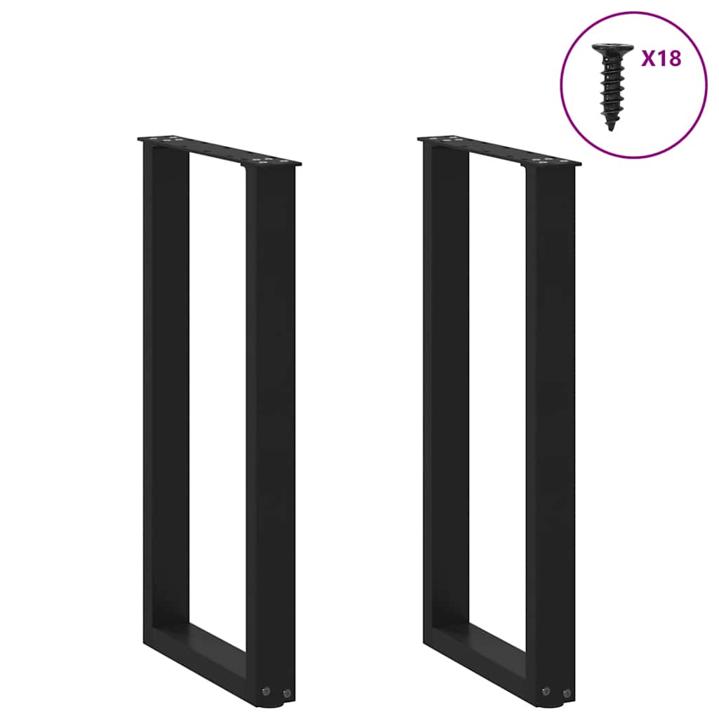 2 db fekete, U alakú acél konzolasztal láb 28 x (72-73) cm