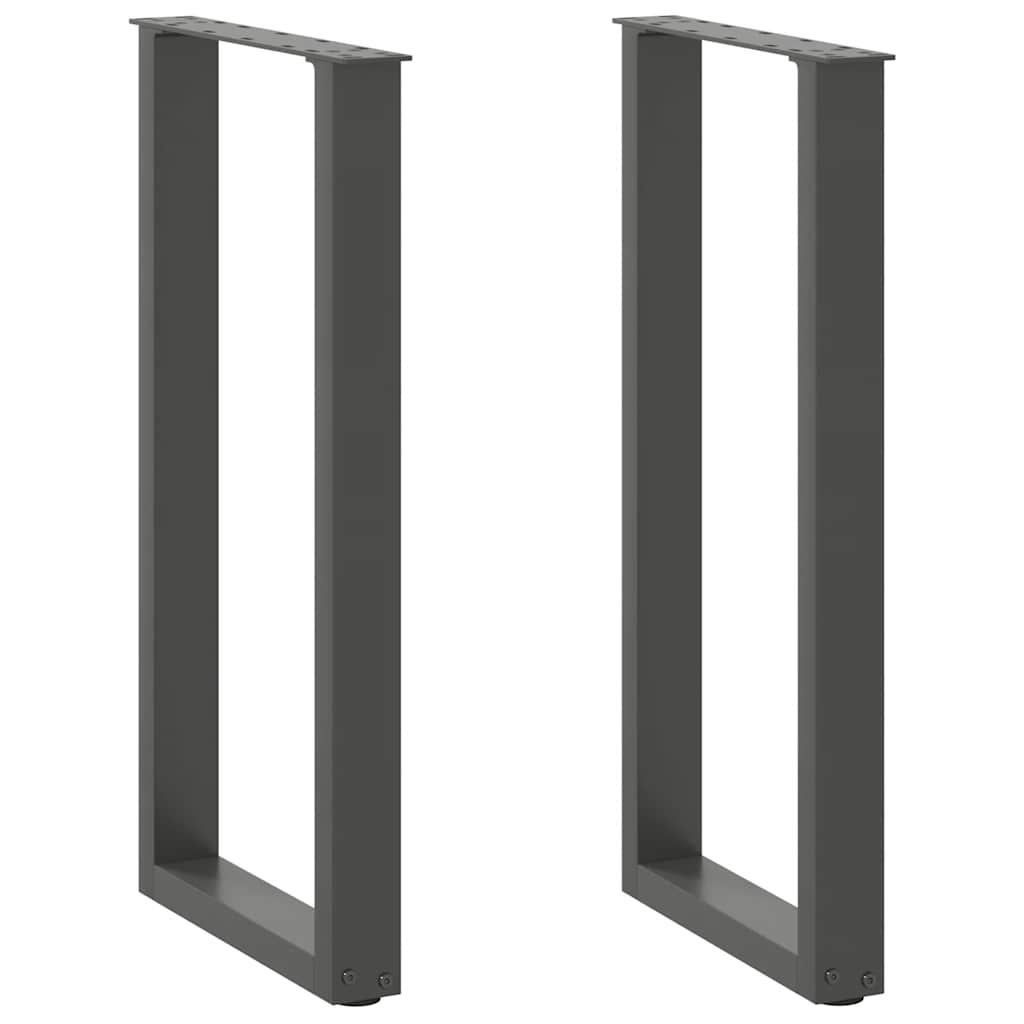 2 db antracitszürke U-alakú acél konzolasztal láb 28x(72-73) cm