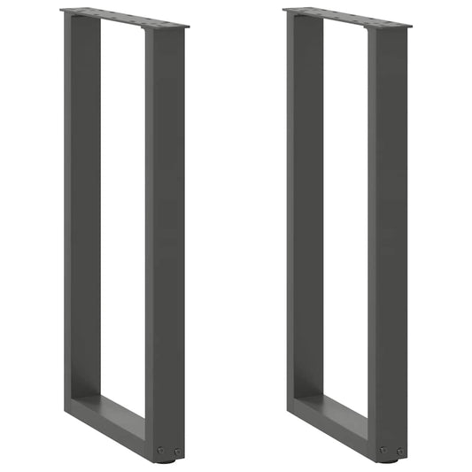 2 db antracitszürke U-alakú acél konzolasztal láb 28x(72-73) cm