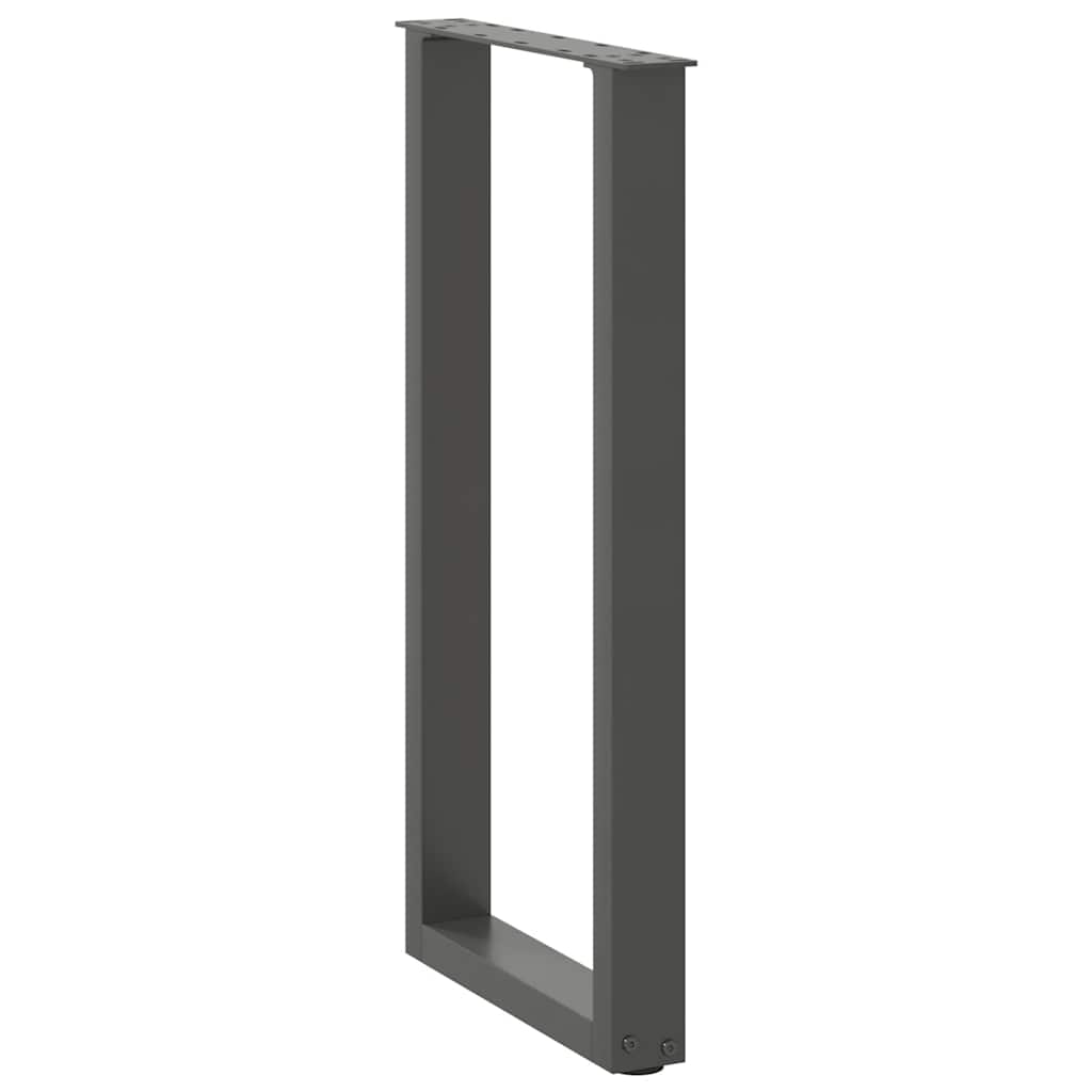 2 db antracitszürke U-alakú acél konzolasztal láb 28x(72-73) cm