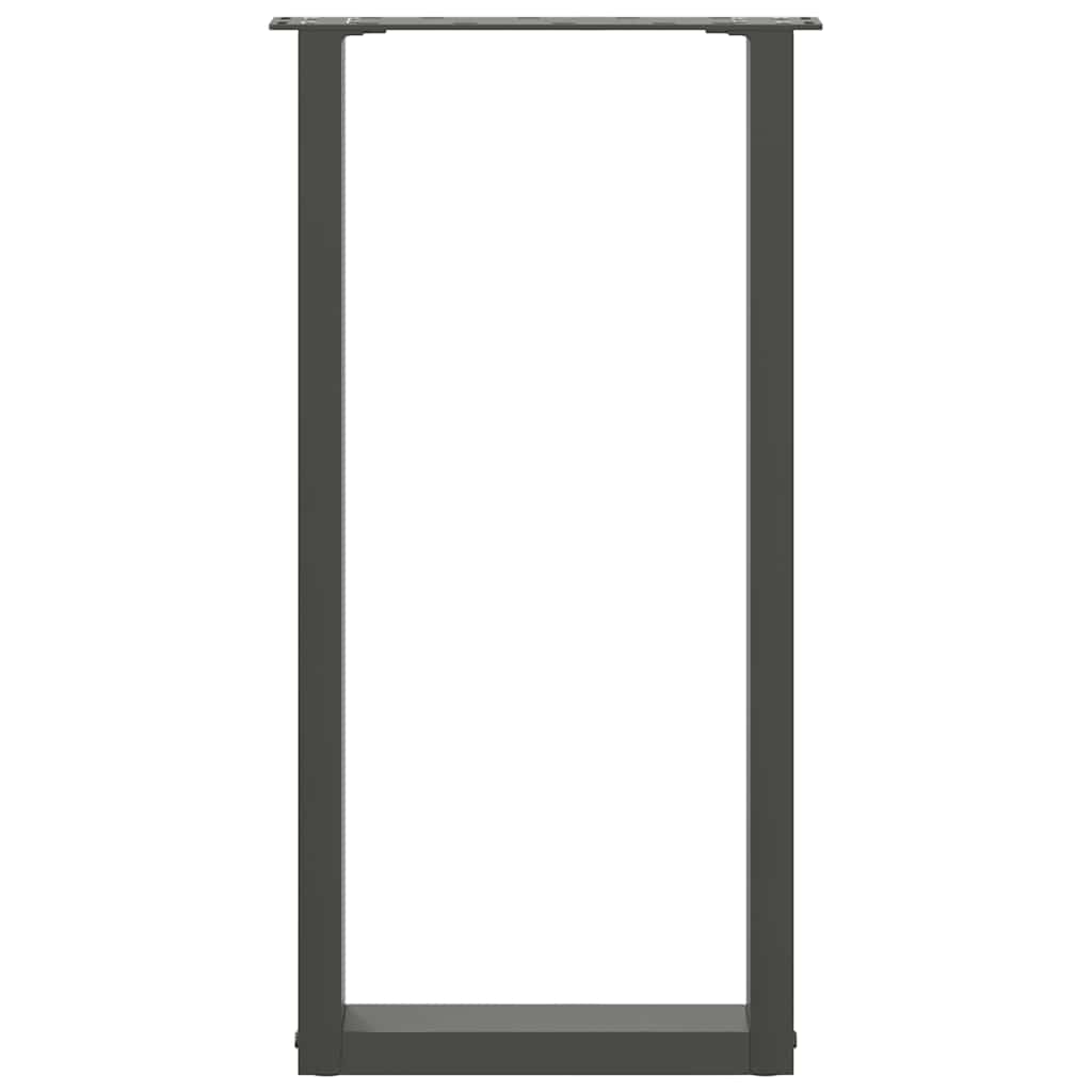 2 db antracitszürke U-alakú acél konzolasztal láb 28x(72-73) cm