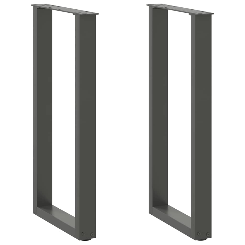 2 db antracitszürke U-alakú acél konzolasztal láb 38x(72-73) cm