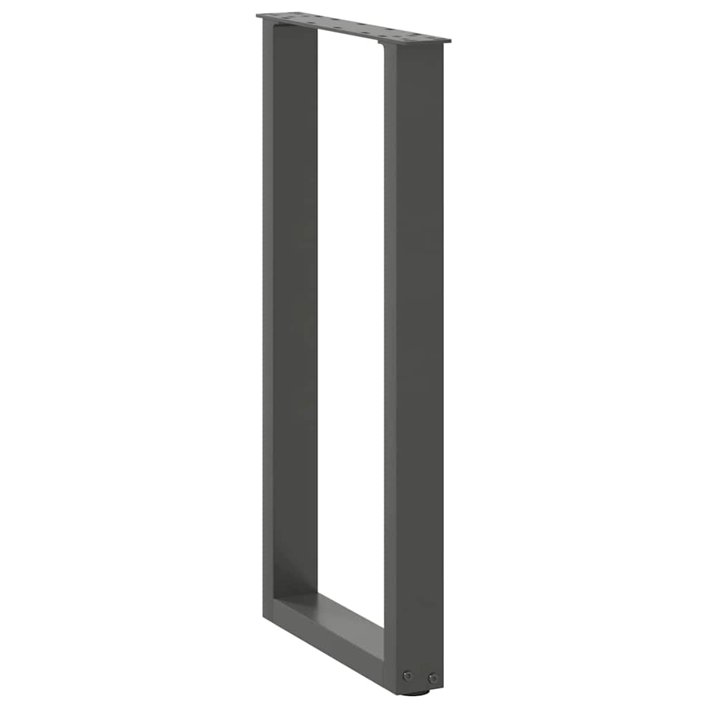 2 db antracitszürke U-alakú acél konzolasztal láb 38x(72-73) cm