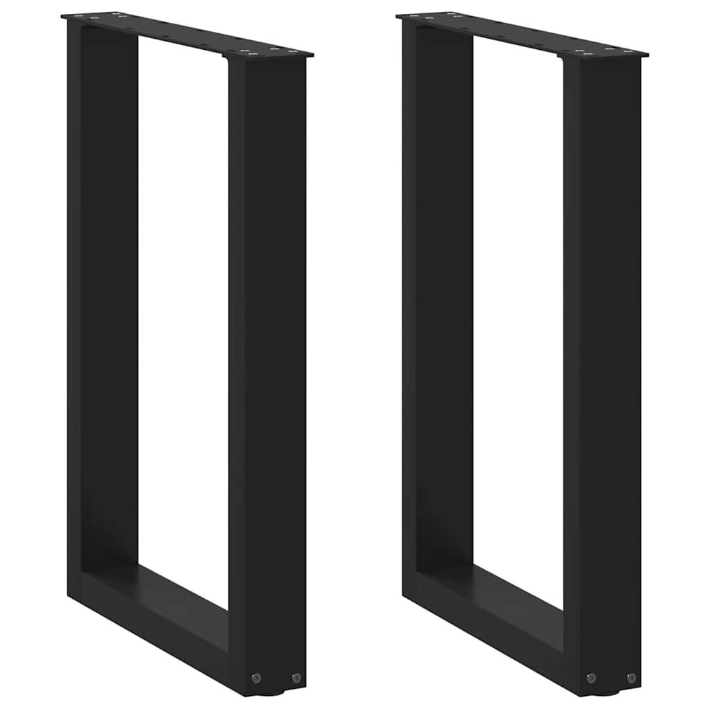 2 db U alakú étkezőasztal láb fekete acélból 50 x (72-73) cm