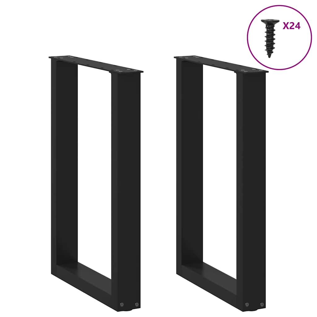 2 db U alakú étkezőasztal láb fekete acélból 50 x (72-73) cm