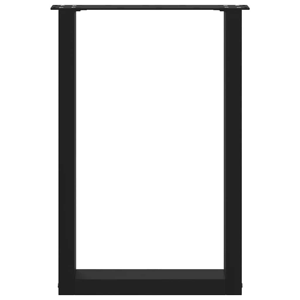 2 db U alakú étkezőasztal láb fekete acélból 50 x (72-73) cm