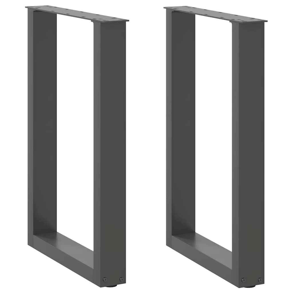 2 db antracitszürke, U alakú acél étkezőasztal láb 50 x (72-73) cm