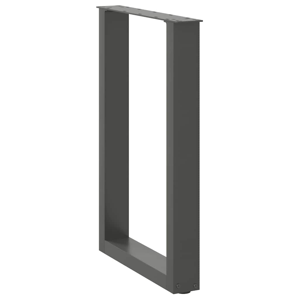 2 db antracitszürke, U alakú acél étkezőasztal láb 50 x (72-73) cm