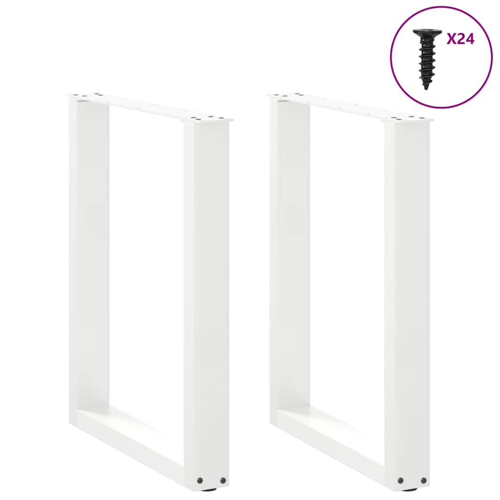 2 db U alakú étkezőasztal láb fehér 60 x (72-73) cm acél étkezőasztal láb