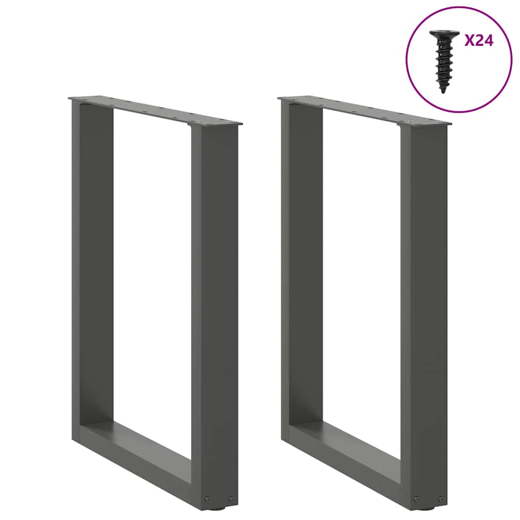 2 db antracitszürke, U alakú étkezőasztal láb 60 x (72-73) cm acél