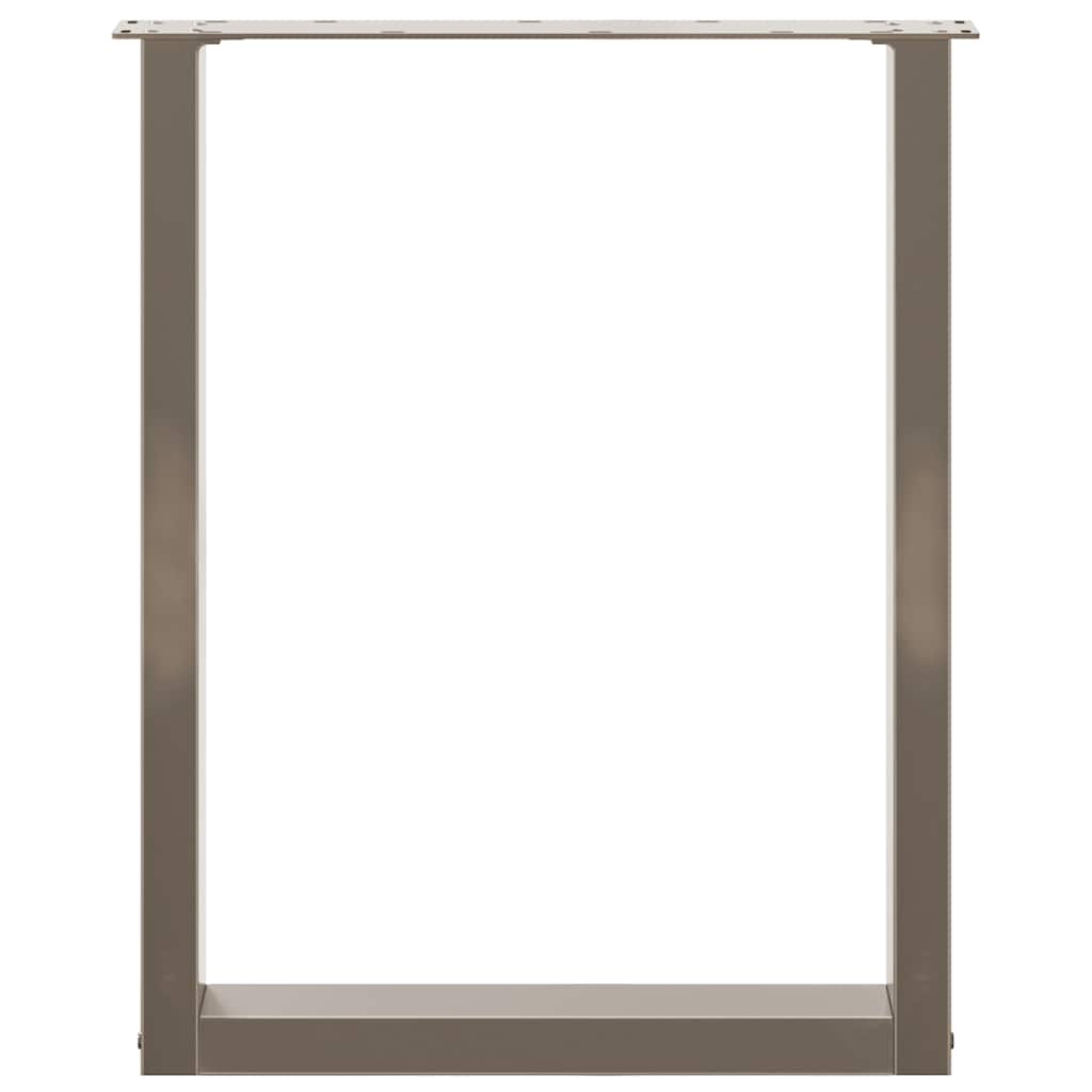 2 db U alakú étkezőasztal láb natúr acélból 60 x (72-73) cm