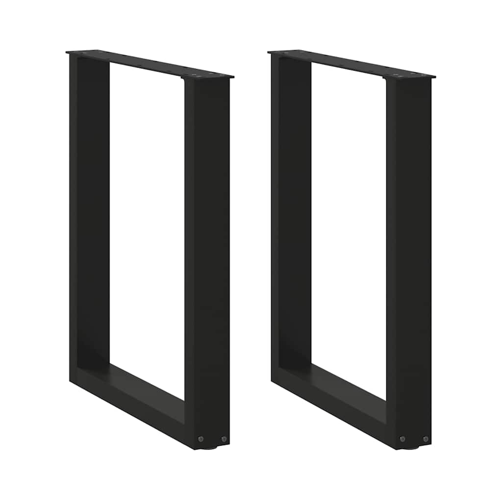 2 db U alakú étkezőasztal láb fekete, 70 x (72-73) cm acél