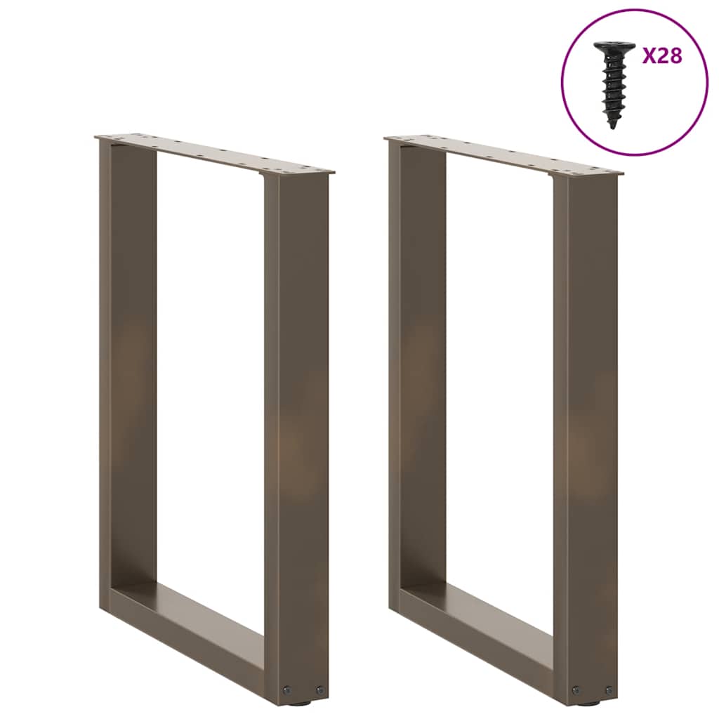 2 db U alakú étkezőasztal láb natúr acélból 70 x (72-73) cm